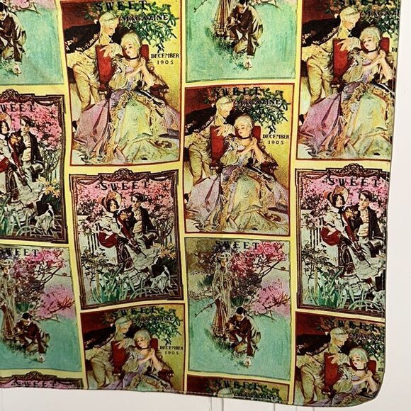 Vtg Renaar-Hollyvogue square polyester scarf with early 1900s pictures or ads - Picture 6 of 12